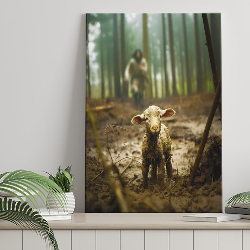 Jesus And Lost Lamb Canvas Art Christian Home Decor, Canvas Painting, Canvas Print Wall Art Decor