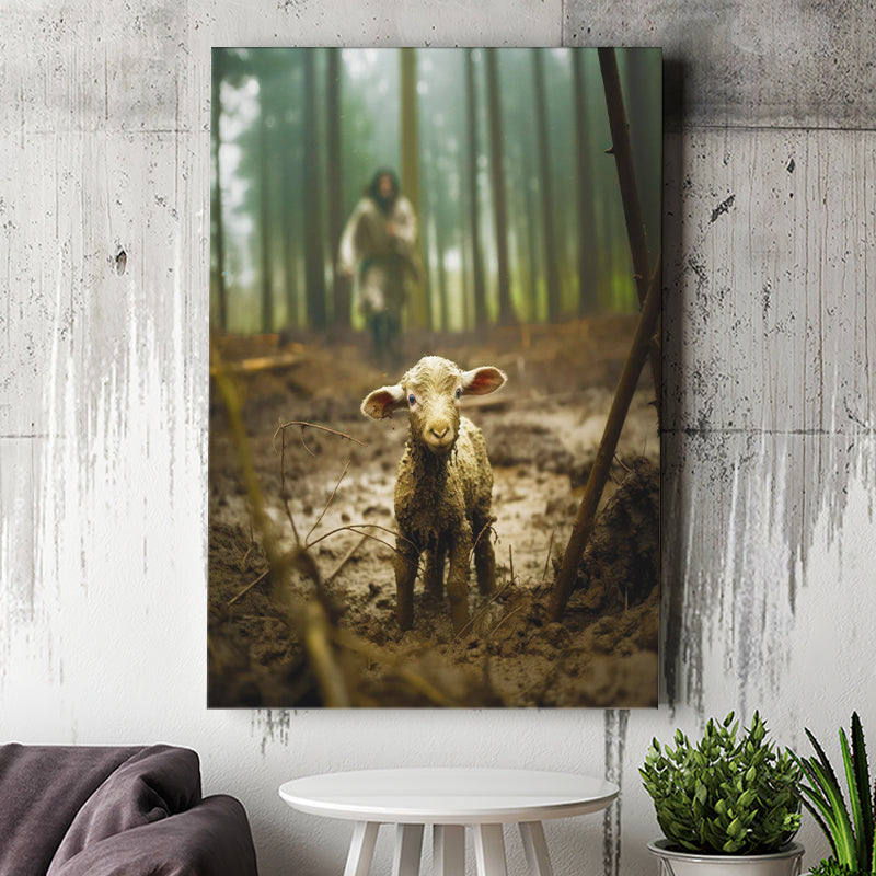 Jesus And Lost Lamb Canvas Art Christian Home Decor, Canvas Painting, Canvas Print Wall Art Decor