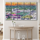 Jim Wacker Field at Bobcat Stadium WaterColor 5 Panels B Mixed Canvas Prints, Extra Large