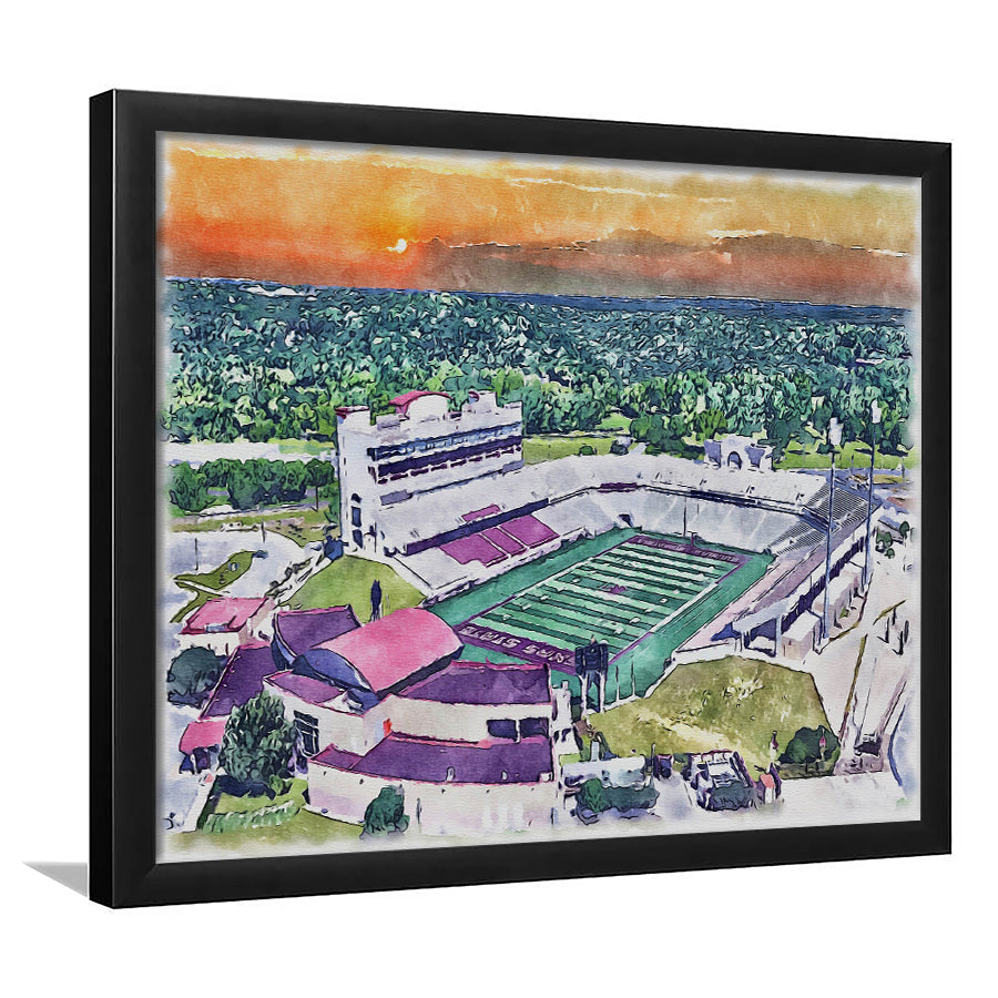 Jim Wacker Field at Bobcat Stadium WaterColor Framed Art Prints, San Marcos Texas Watercolor, Stadium Art Gifts