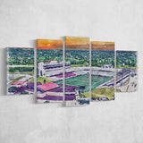 Jim Wacker Field at Bobcat Stadium WaterColor 5 Panels Mix Canvas Prints, San Marcos Texas Watercolor, Large Stadium Canvas