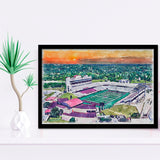 Jim Wacker Field at Bobcat Stadium WaterColor Framed Art Prints, San Marcos Texas Watercolor, Stadium Art Gifts