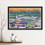 Jim Wacker Field at Bobcat Stadium WaterColor Framed Canvas Prints, Stadium Art Gifts, Floating Frame