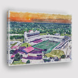Jim Wacker Field at Bobcat Stadium WaterColor Canvas Prints, San Marcos Texas Watercolor, Stadium Art Gifts