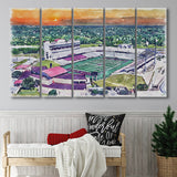 Jim Wacker Field at Bobcat Stadium WaterColor 5 Panels B Mixed Canvas Prints, Extra Large