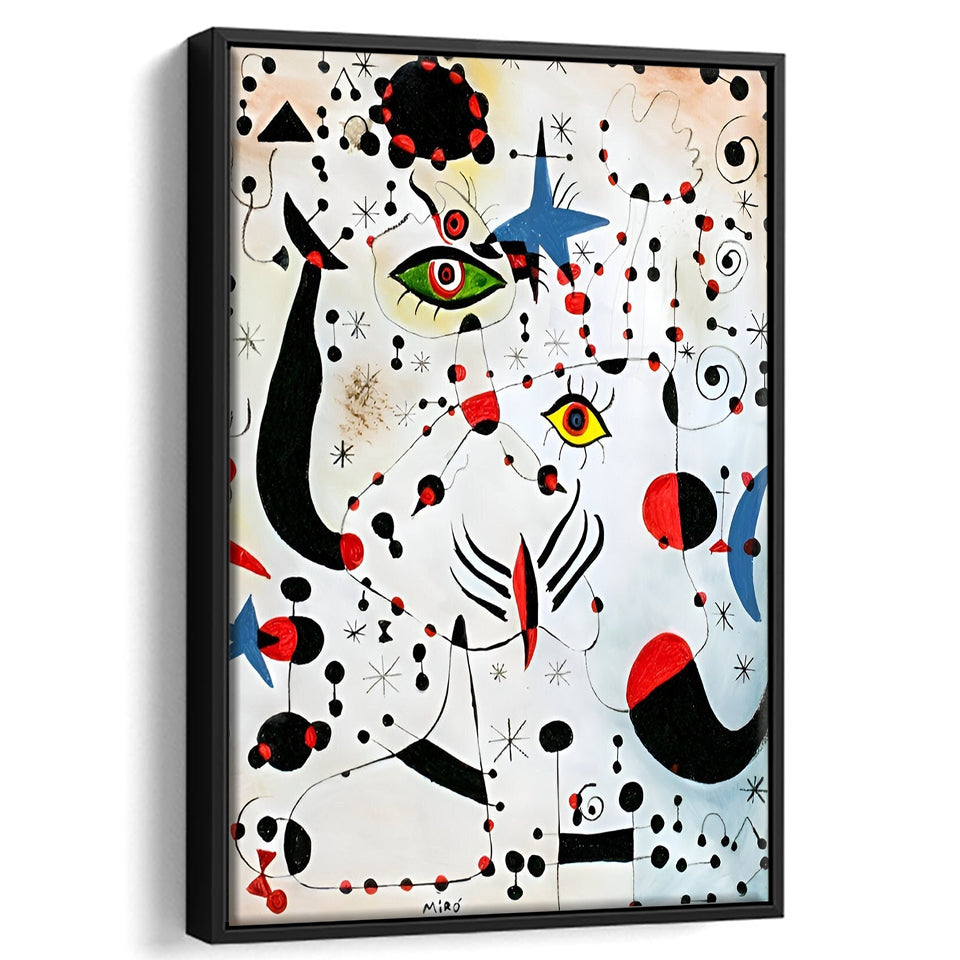 Ciphers And Constellations,In Love With A Woman By Joan Miro,Framed Canvas Prints Wall Art Decor, Floating Frame