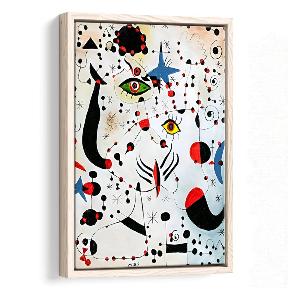 Ciphers And Constellations,In Love With A Woman By Joan Miro,Framed Canvas Prints Wall Art Decor, Floating Frame