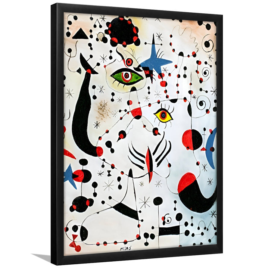 Ciphers And Constellations,In Love With A Woman By Joan Miro,Framed Art Prints Wall Decor, Picture Framed