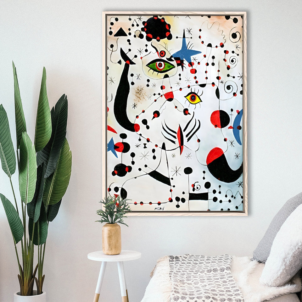Ciphers And Constellations,In Love With A Woman By Joan Miro,Framed Canvas Prints Wall Art Decor, Floating Frame