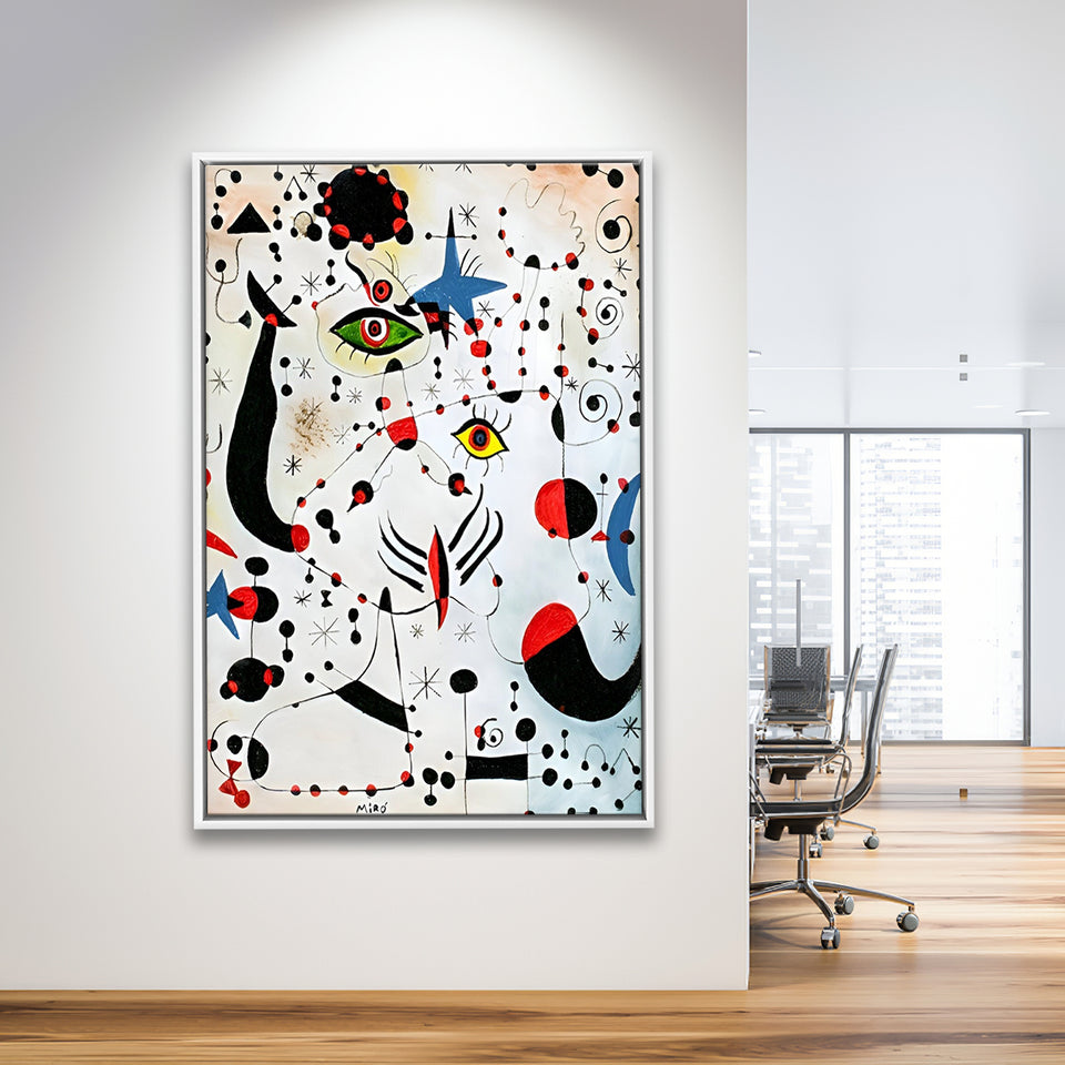 Ciphers And Constellations,In Love With A Woman By Joan Miro,Framed Canvas Prints Wall Art Decor, Floating Frame