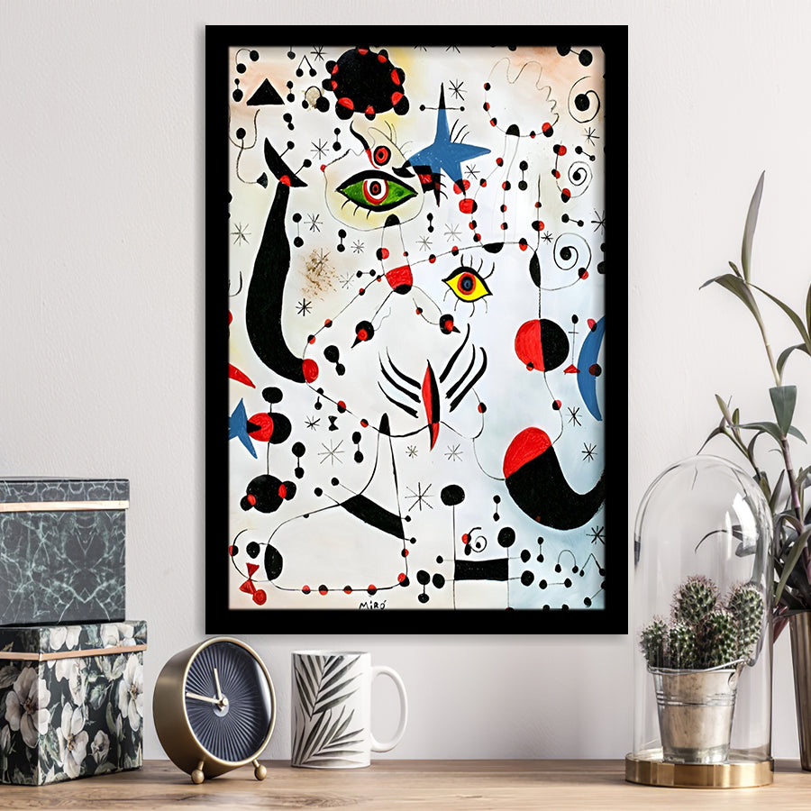 Ciphers And Constellations,In Love With A Woman By Joan Miro,Framed Art Prints Wall Decor, Picture Framed