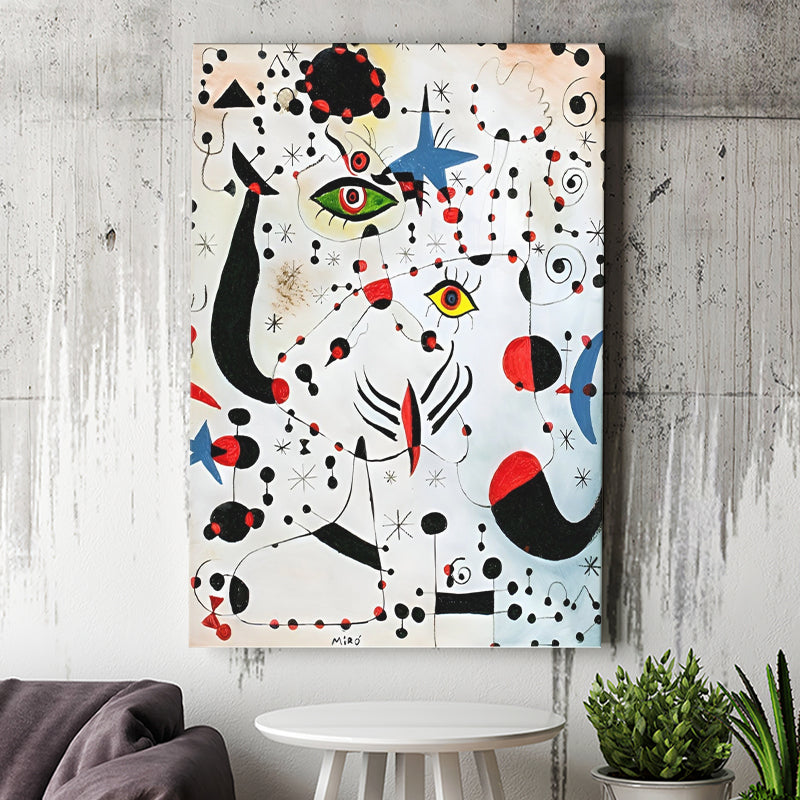 Ciphers And Constellations,In Love With A Woman By Joan Miro, Canvas Painting, Canvas Print Wall Art Decor
