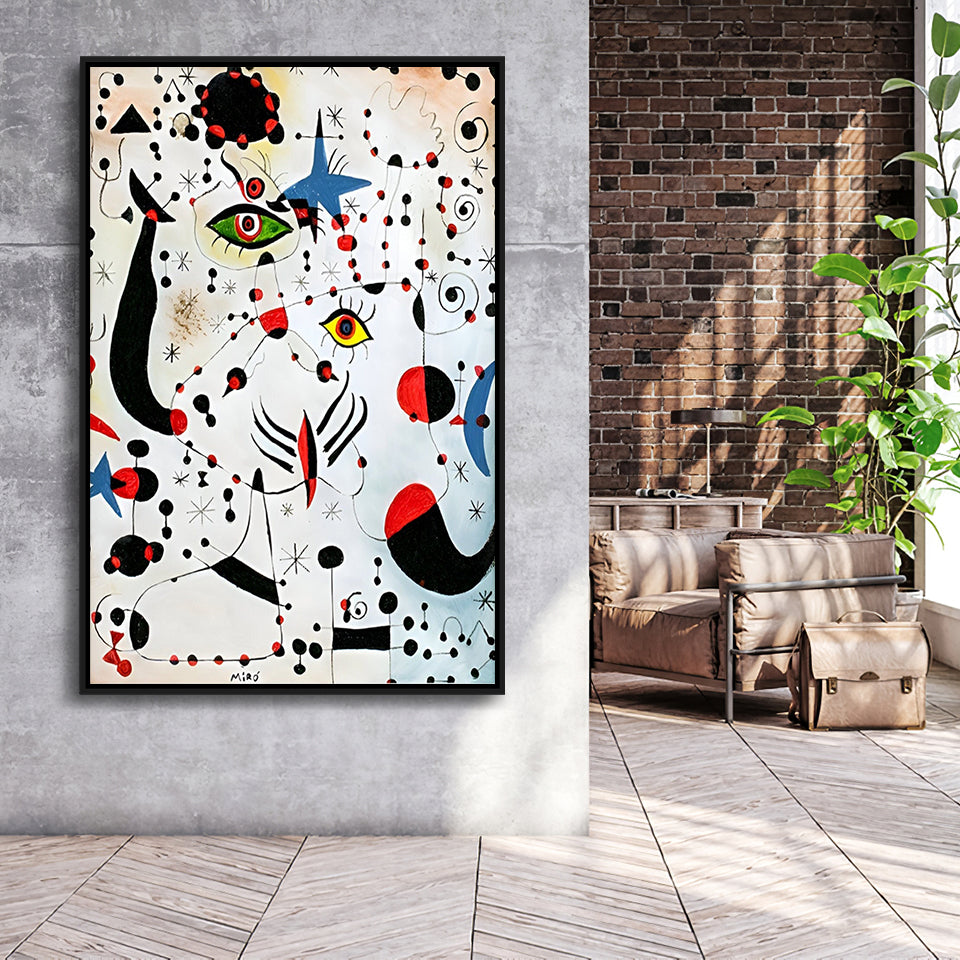 Ciphers And Constellations,In Love With A Woman By Joan Miro,Framed Canvas Prints Wall Art Decor, Floating Frame