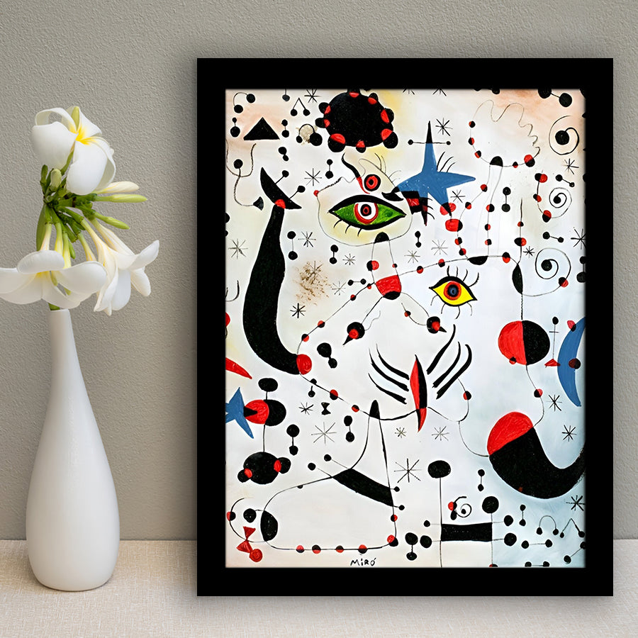 Ciphers And Constellations,In Love With A Woman By Joan Miro,Framed Art Prints Wall Decor, Picture Framed