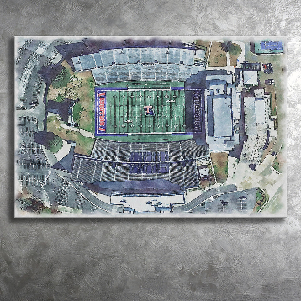 Joe Aillet Stadium WaterColor Canvas Prints, Ruston Louisiana Watercolor, Stadium Art Gifts