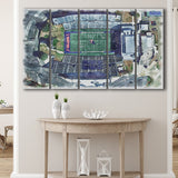 Joe Aillet Stadium WaterColor 5 Panels B Mixed Canvas Prints, Extra Large, Ruston Louisiana Watercolor