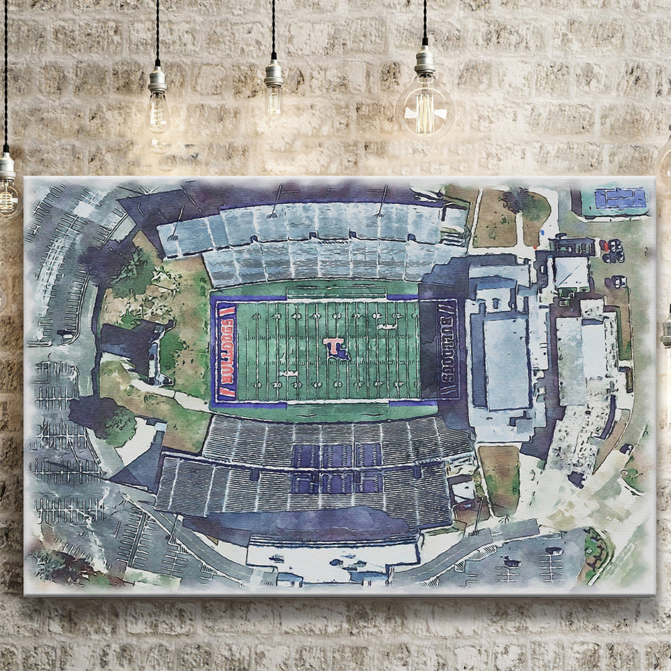Joe Aillet Stadium WaterColor Canvas Prints, Ruston Louisiana Watercolor, Stadium Art Gifts