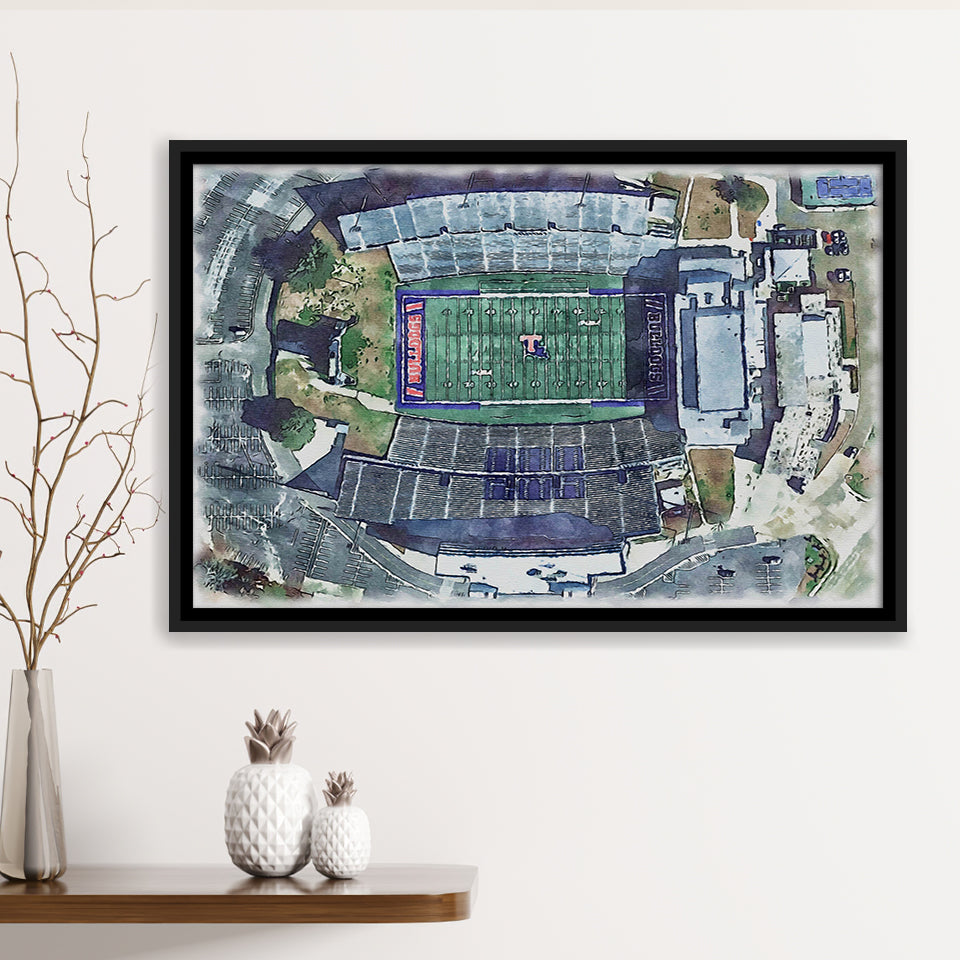 Joe Aillet Stadium WaterColor Framed Canvas Prints, Ruston Louisiana Watercolor, Stadium Art Gifts, Floating Frame