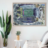 Joe Aillet Stadium WaterColor Framed Canvas Prints, Ruston Louisiana Watercolor, Stadium Art Gifts, Floating Frame