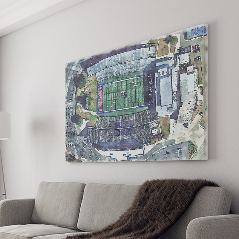 Joe Aillet Stadium WaterColor Canvas Prints, Ruston Louisiana Watercolor, Stadium Art Gifts