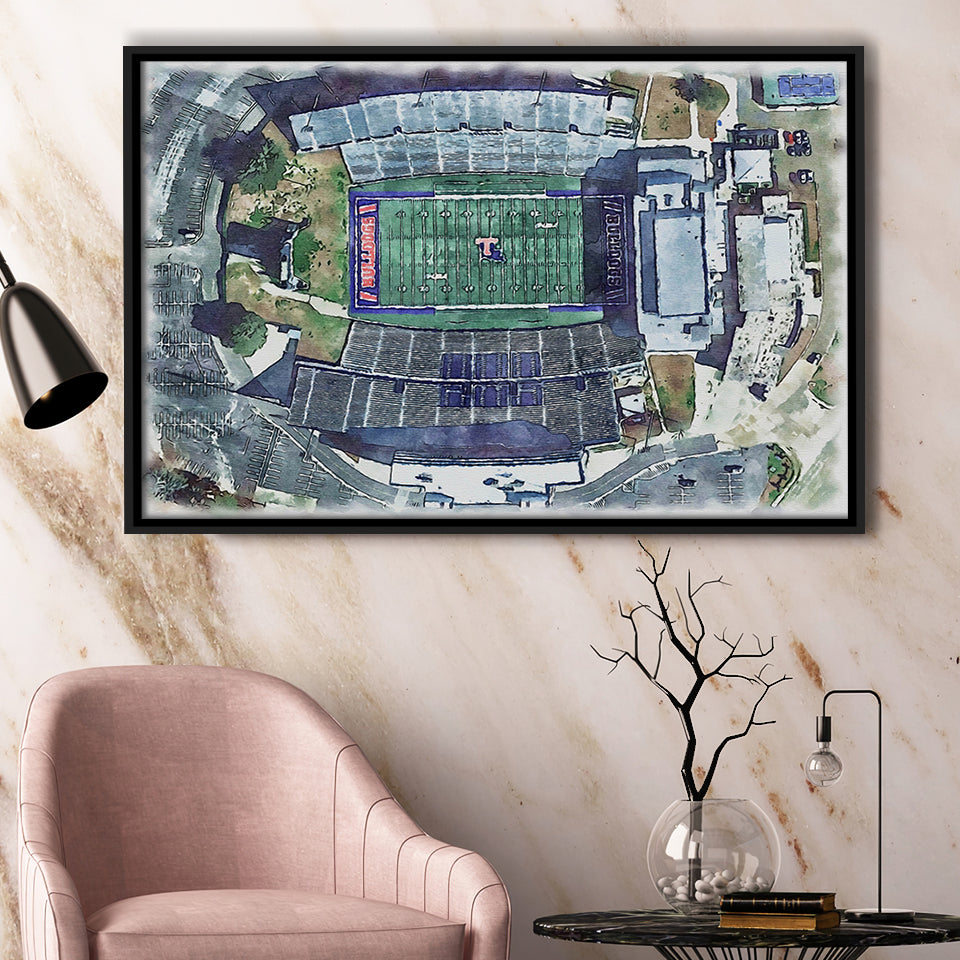 Joe Aillet Stadium WaterColor Framed Canvas Prints, Ruston Louisiana Watercolor, Stadium Art Gifts, Floating Frame