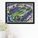 Joe Albi Stadium WaterColor Framed Canvas Prints, Spokane Washington Watercolor, Stadium Art Gifts, Floating Frame