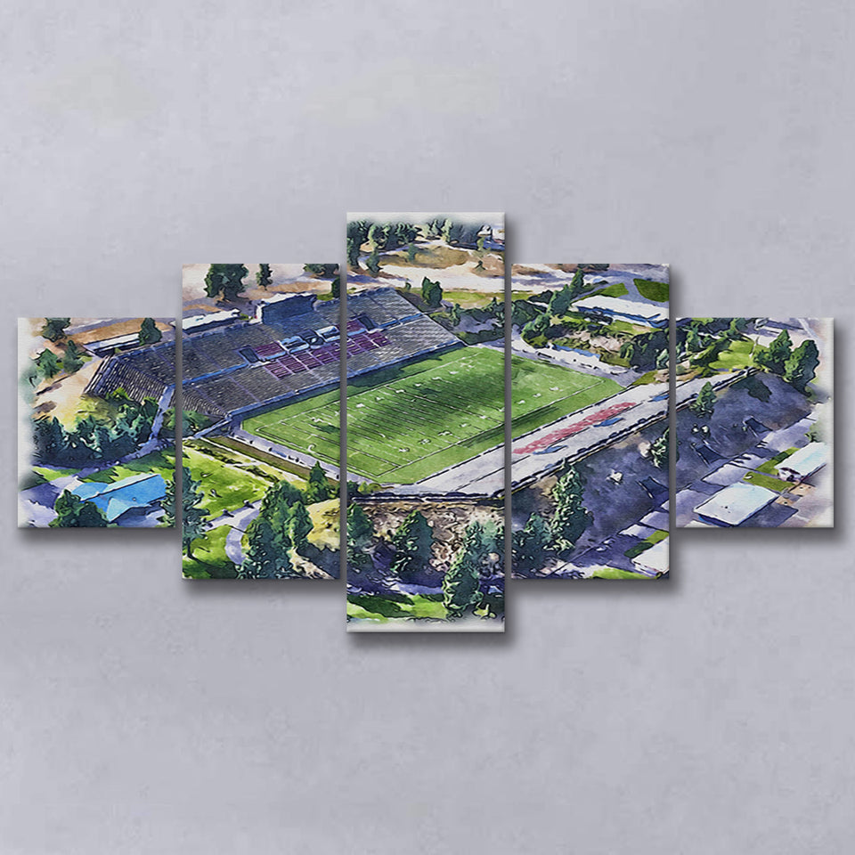Joe Albi Stadium WaterColor 5 Panels Mix Canvas Prints, Spokane Washington Watercolor, Large Stadium Canvas