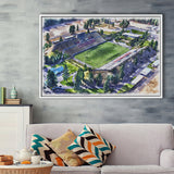 Joe Albi Stadium WaterColor Framed Canvas Prints, Spokane Washington Watercolor, Stadium Art Gifts, Floating Frame