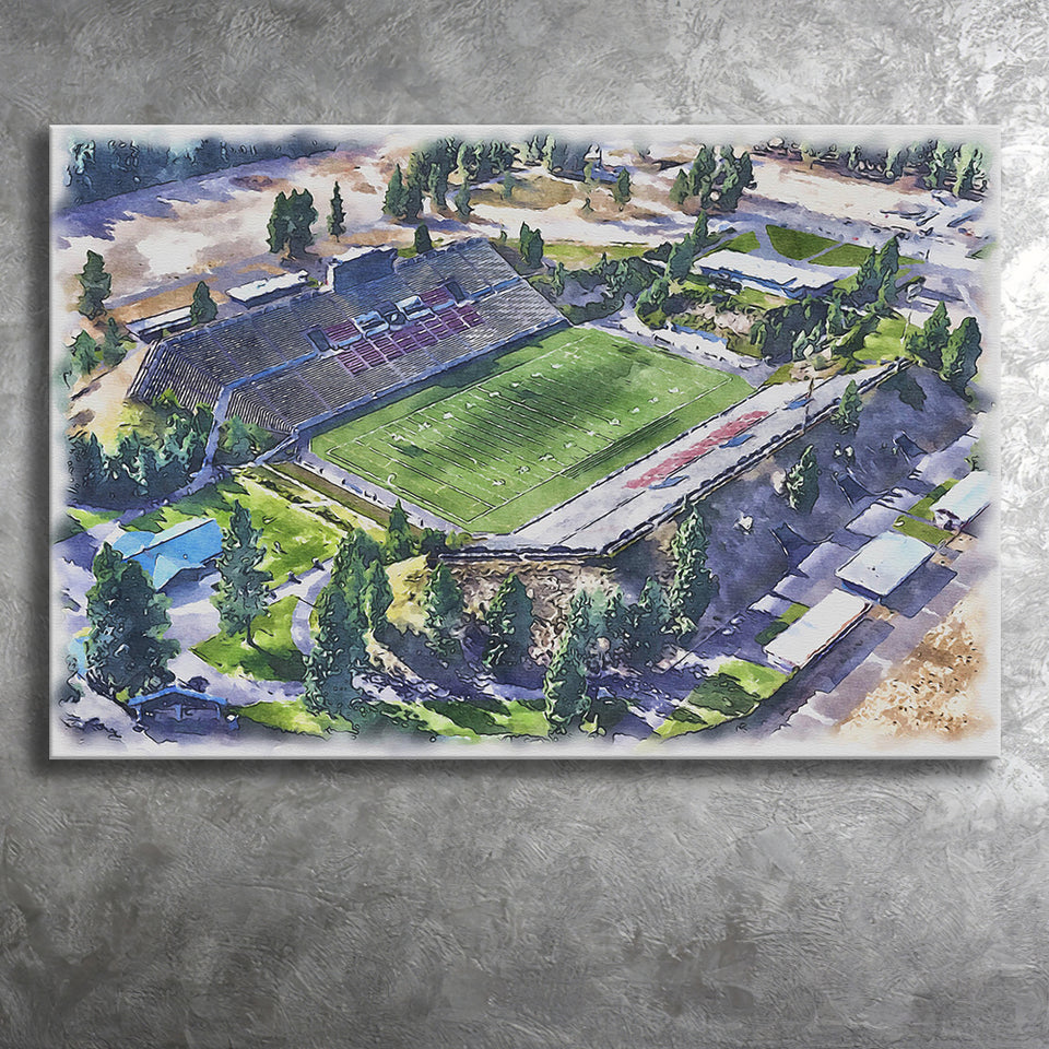 Joe Albi Stadium WaterColor Canvas Prints, Spokane Washington Watercolor, Stadium Art Gifts