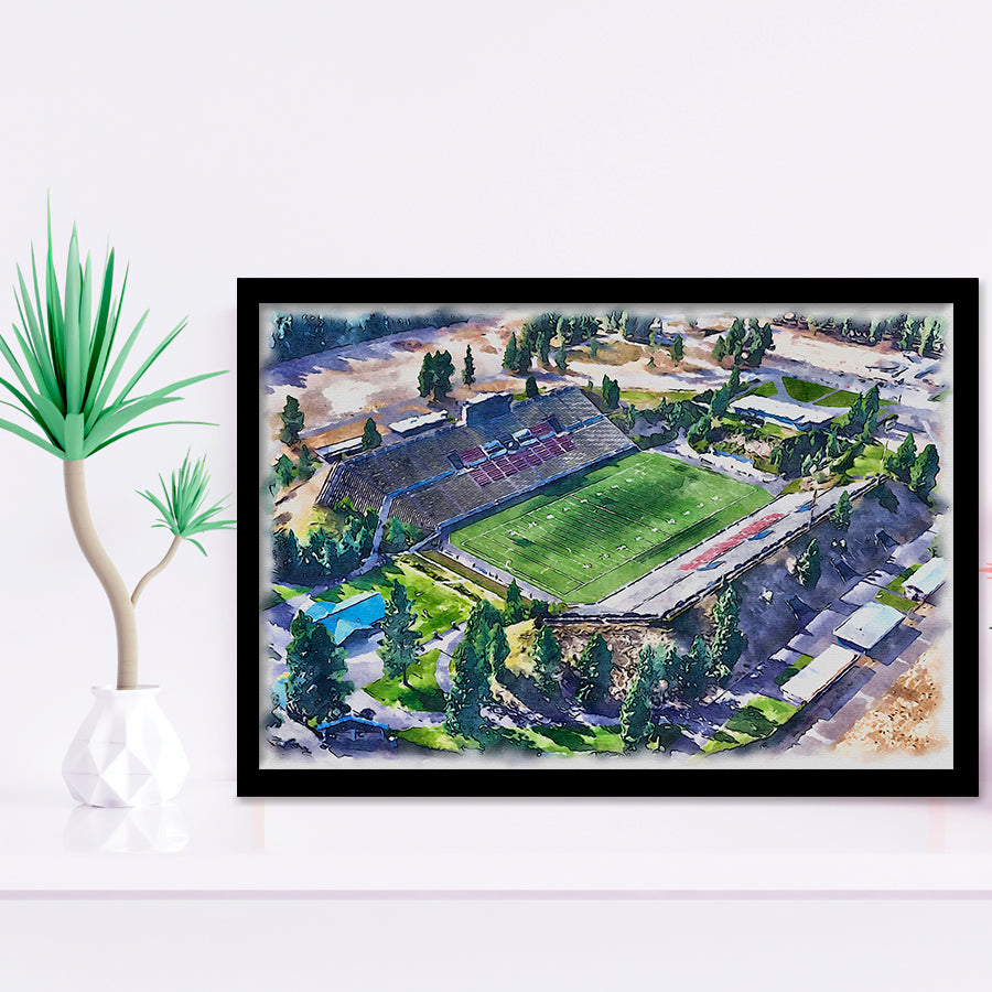 Joe Albi Stadium WaterColor Framed Art Prints, Spokane Washington Watercolor, Stadium Art Gifts