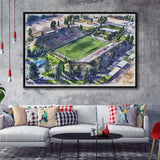 Joe Albi Stadium WaterColor Framed Canvas Prints, Spokane Washington Watercolor, Stadium Art Gifts, Floating Frame