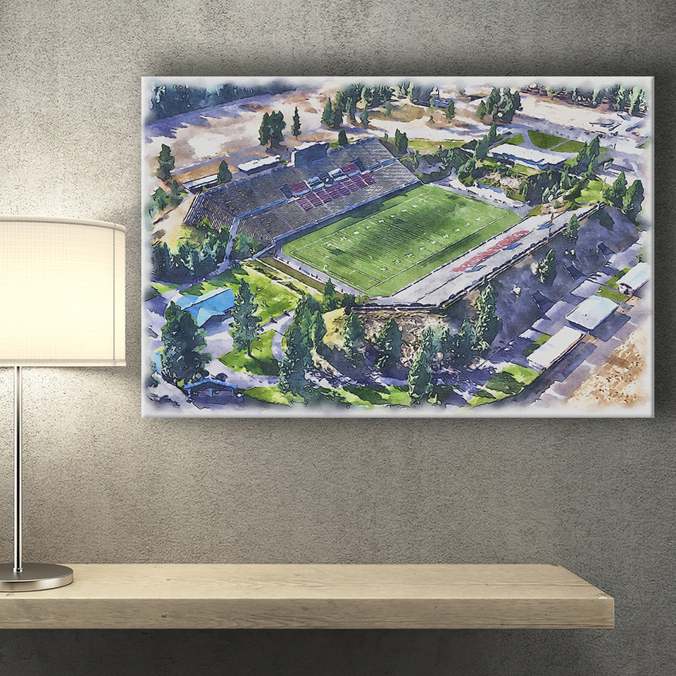 Joe Albi Stadium WaterColor Canvas Prints, Spokane Washington Watercolor, Stadium Art Gifts