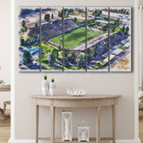 Joe Albi Stadium WaterColor 5 Panels B Mixed Canvas Prints, Extra Large, Spokane Washington Watercolor