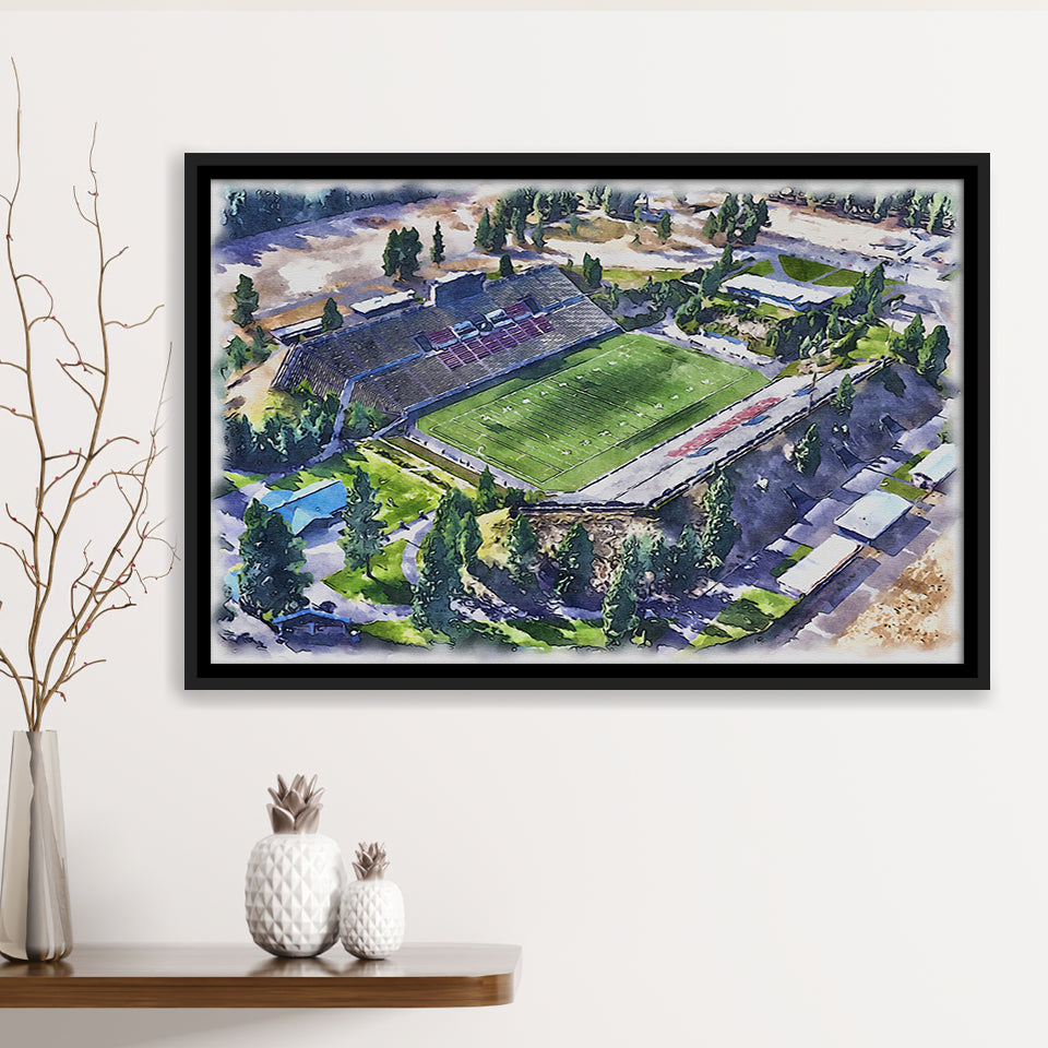 Joe Albi Stadium WaterColor Framed Canvas Prints, Spokane Washington Watercolor, Stadium Art Gifts, Floating Frame