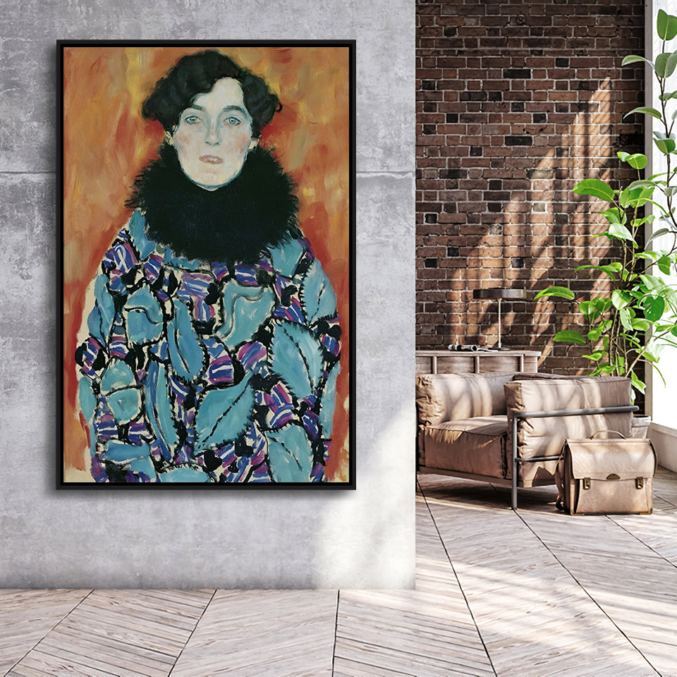 Portrait Of Johanna Staude By Gustav Klimt 1917-18,Framed Canvas Prints Wall Art Decor, Floating Frame