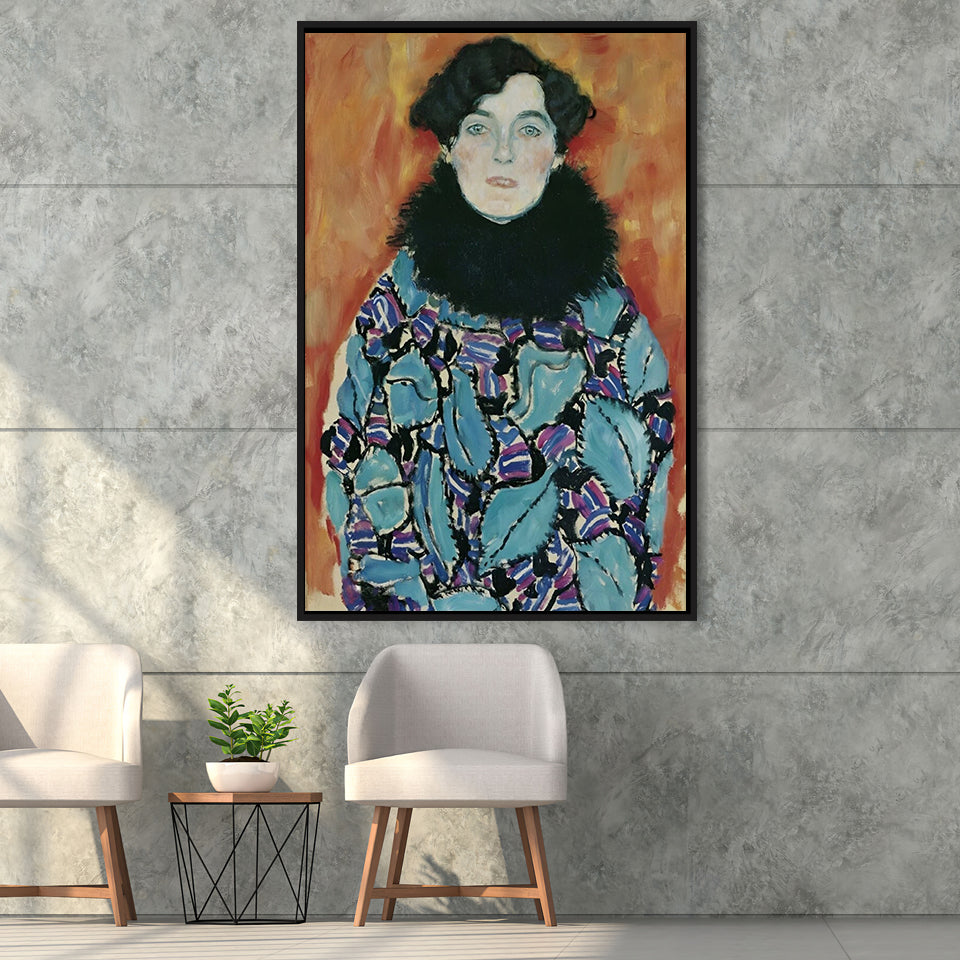Portrait Of Johanna Staude By Gustav Klimt 1917-18,Framed Canvas Prints Wall Art Decor, Floating Frame