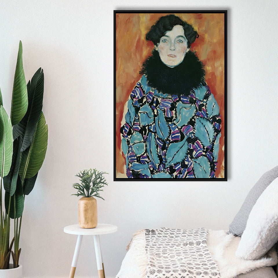 Portrait Of Johanna Staude By Gustav Klimt 1917-18,Framed Canvas Prints Wall Art Decor, Floating Frame
