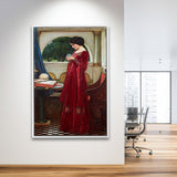The Crystal Ball Canvas Mythology Wall Art,Waterhouse Print,Framed Canvas Prints Wall Art Decor, Floating Frame