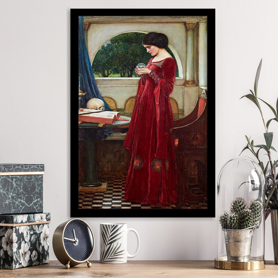 The Crystal Ball Mythology Wall Art,Waterhouse Print,Framed Art Prints Wall Decor, Picture Framed