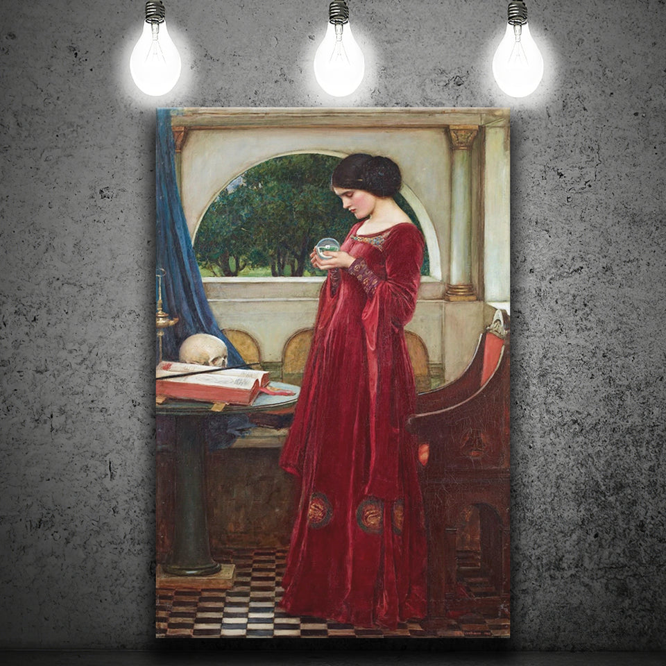 The Crystal Ball Canvas Mythology Wall Art,Waterhouse Print, Canvas Painting, Canvas Print Wall Art Decor
