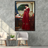 The Crystal Ball Canvas Mythology Wall Art,Waterhouse Print,Framed Canvas Prints Wall Art Decor, Floating Frame