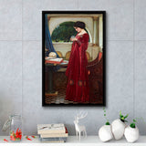 The Crystal Ball Canvas Mythology Wall Art,Waterhouse Print,Framed Canvas Prints Wall Art Decor, Floating Frame