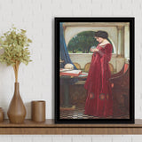 The Crystal Ball Canvas Mythology Wall Art,Waterhouse Print,Framed Canvas Prints Wall Art Decor, Floating Frame