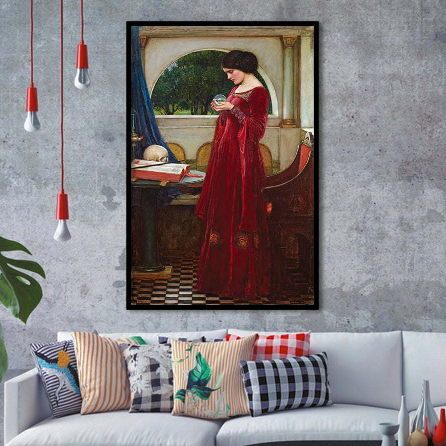 The Crystal Ball Mythology Wall Art,Waterhouse Print,Framed Art Prints Wall Decor, Picture Framed