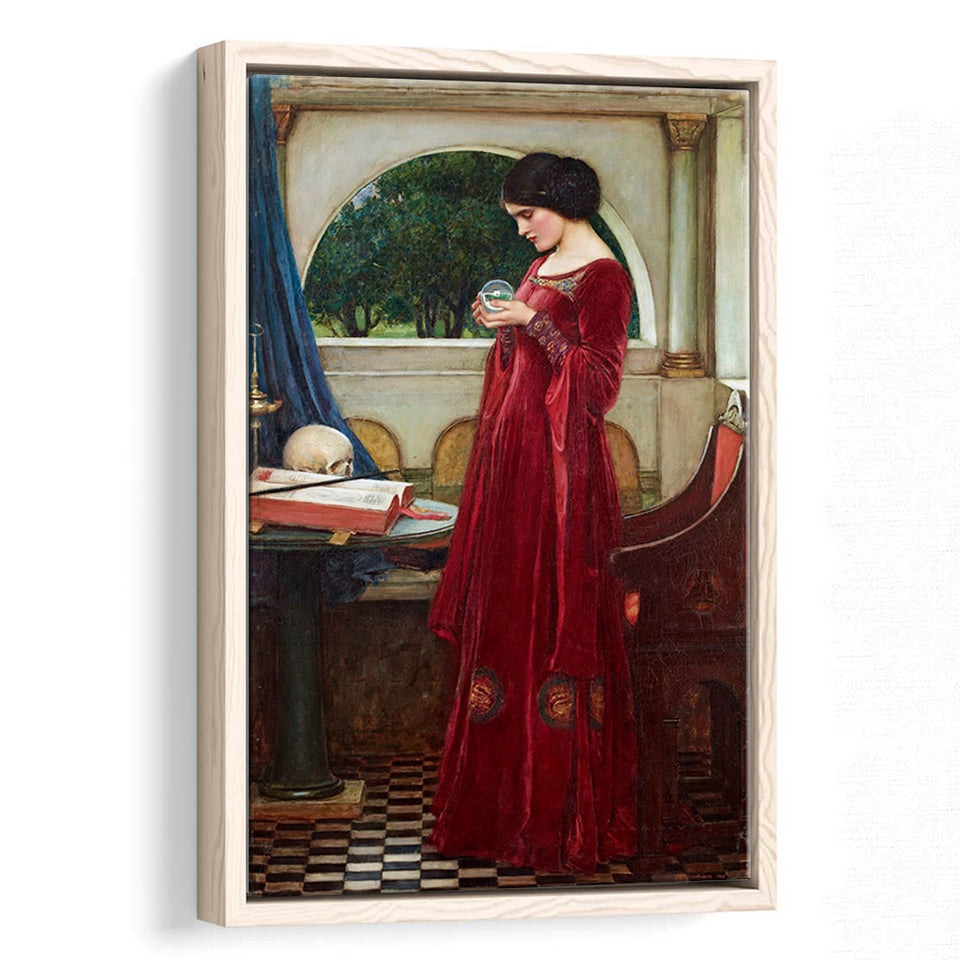 The Crystal Ball Canvas Mythology Wall Art,Waterhouse Print,Framed Canvas Prints Wall Art Decor, Floating Frame