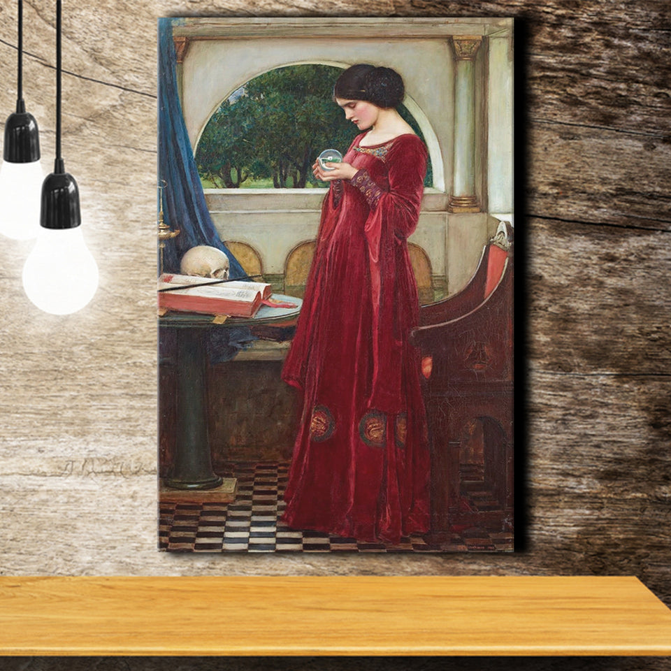 The Crystal Ball Canvas Mythology Wall Art,Waterhouse Print, Canvas Painting, Canvas Print Wall Art Decor