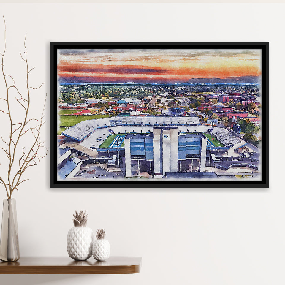 Johnny Red Floyd Stadium WaterColor Framed Canvas Prints,  Murfreesboro Tennessee Watercolor, Stadium Art Gifts