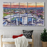 Johnny Red Floyd Stadium WaterColor 5 Panels B Mixed Canvas Prints, Extra Large, Murfreesboro Tennessee Watercolor