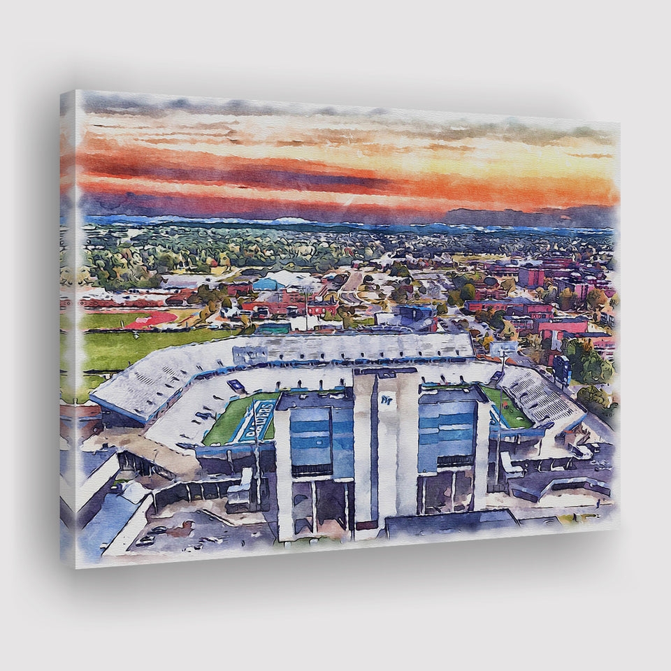 Johnny Red Floyd Stadium WaterColor Canvas Prints,  Murfreesboro Tennessee Watercolor, Stadium Art Gifts
