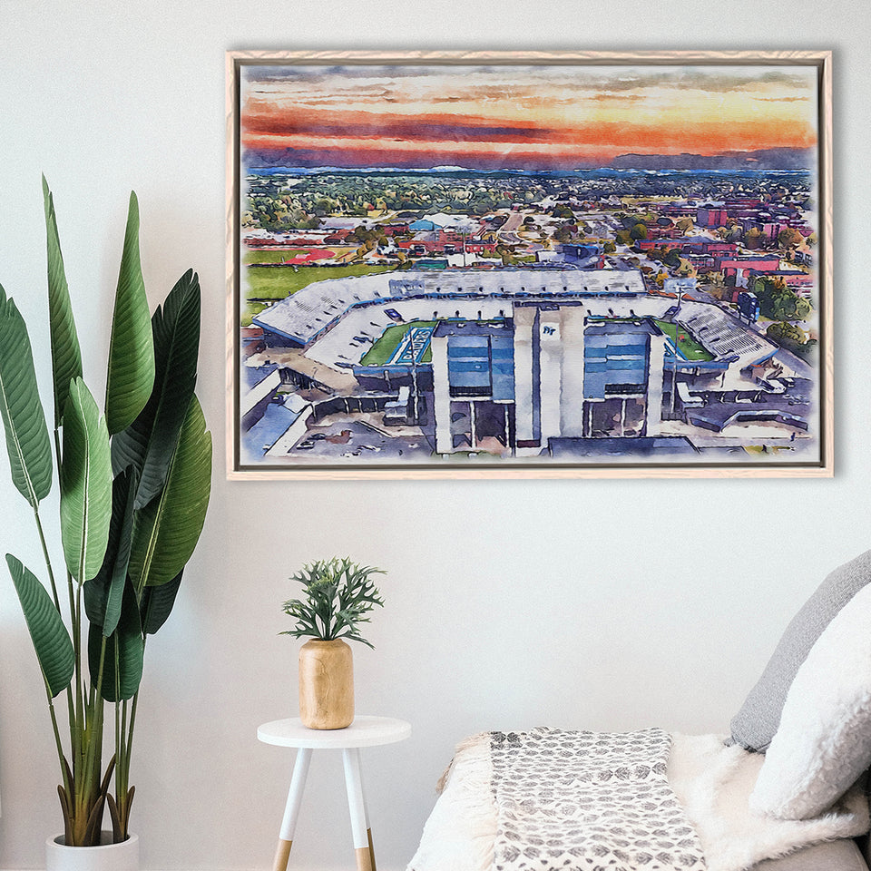 Johnny Red Floyd Stadium WaterColor Framed Canvas Prints,  Murfreesboro Tennessee Watercolor, Stadium Art Gifts